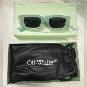 Off-White Pastel Green Sunglasses with Black Pouch